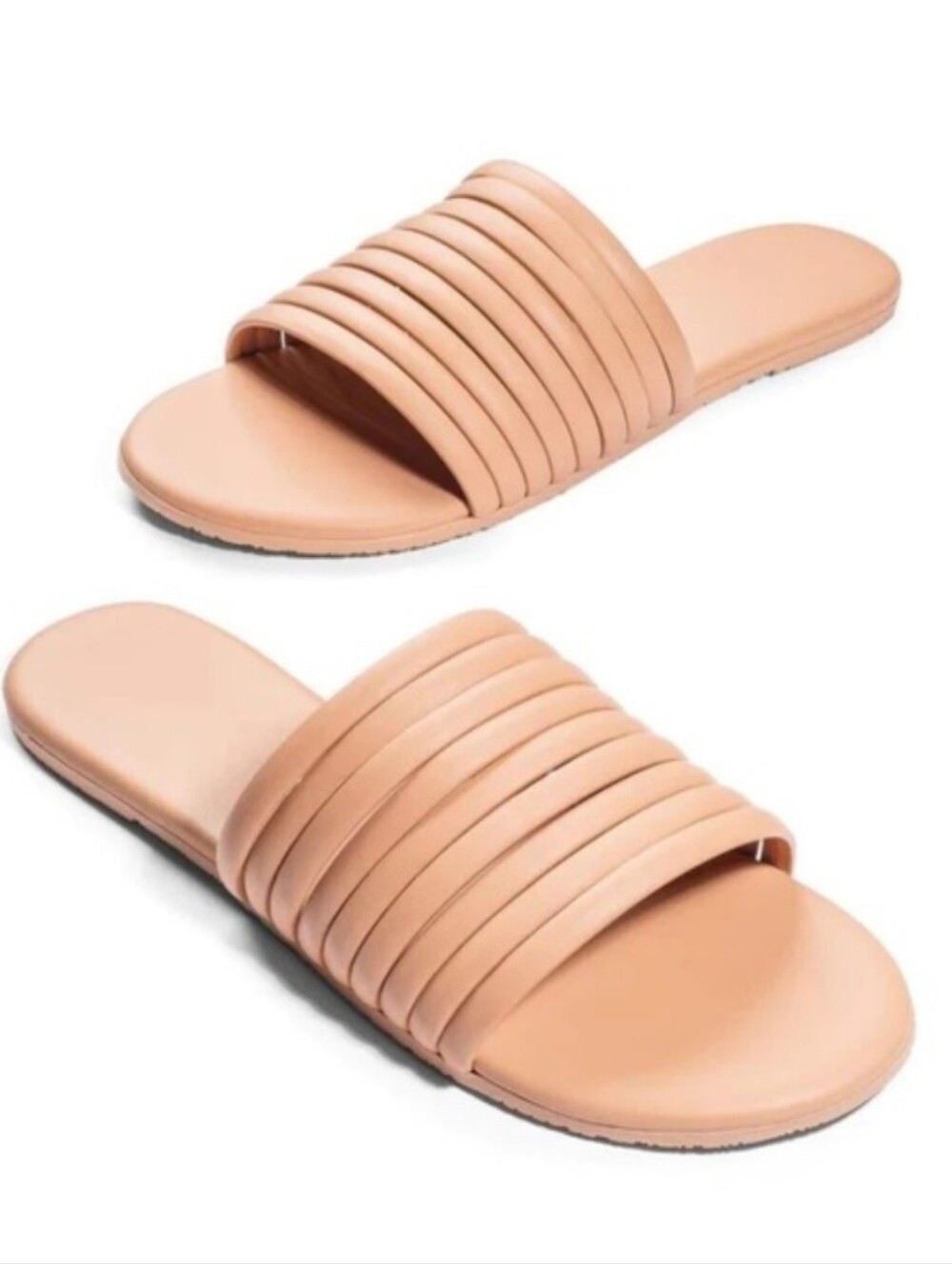 TKEES Caro Nude Tan Leather Classic Flat Strappy Boho Sandals Size 8